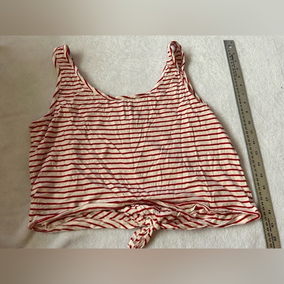 Red and White Striped Roxy Cropped Tank​ - Picture 2 of 4